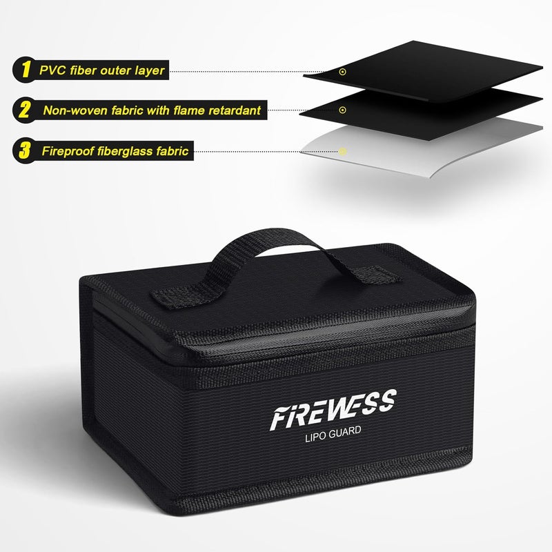 FIREWESS 2 Pack Lipo Safe Bag Fireproof, lithium battery bag fireproof and Explosionproof, Lipo Battery Storage Guard Safe Pouch for Charge and Storage - Image 4